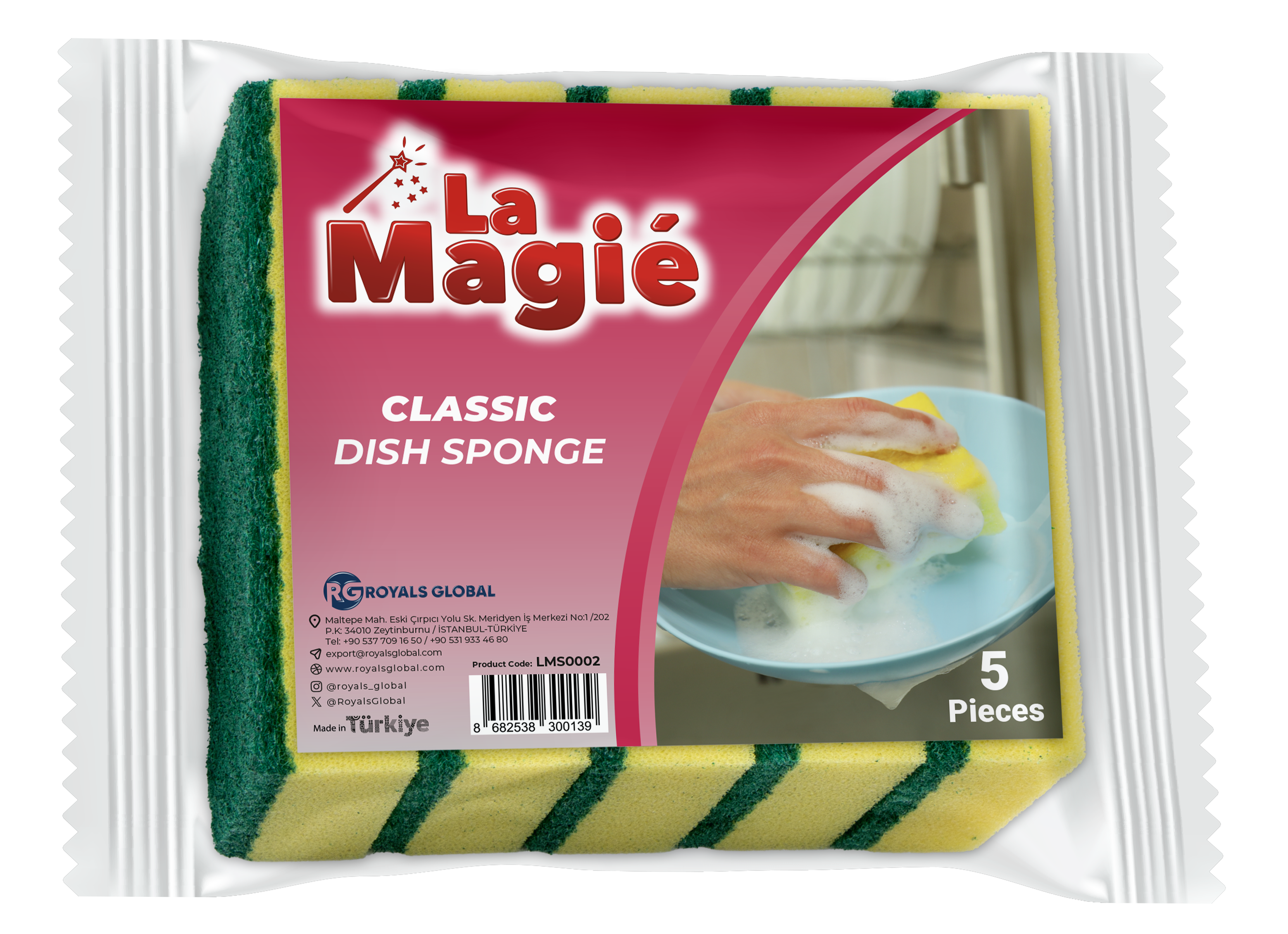 LA MAGIÉ DISH SPONGES CLASSIC 5 PCS